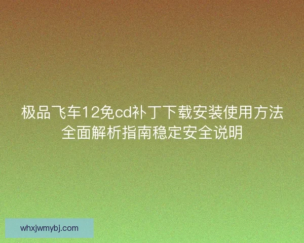 极品飞车12免cd补丁下载安装使用方法全面解析指南稳定安全说明 极品飞车12免cd补丁下载安装使用方法全面解析指南稳定安全说明