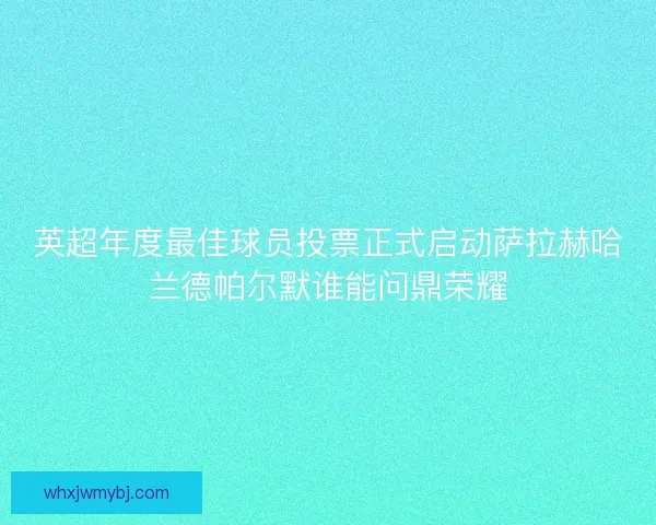英超年度最佳球员投票正式启动萨拉赫哈兰德帕尔默谁能问鼎荣耀 英超年度最佳球员投票正式启动萨拉赫哈兰德帕尔默谁能问鼎荣耀